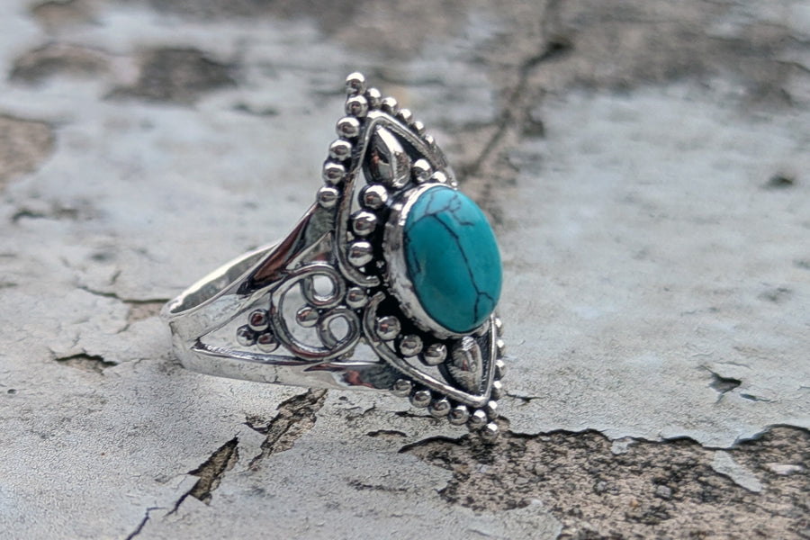 Silberring gekrönter Türkis