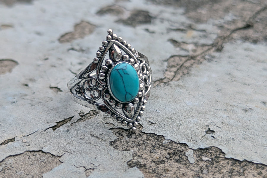 Silberring gekrönter Türkis