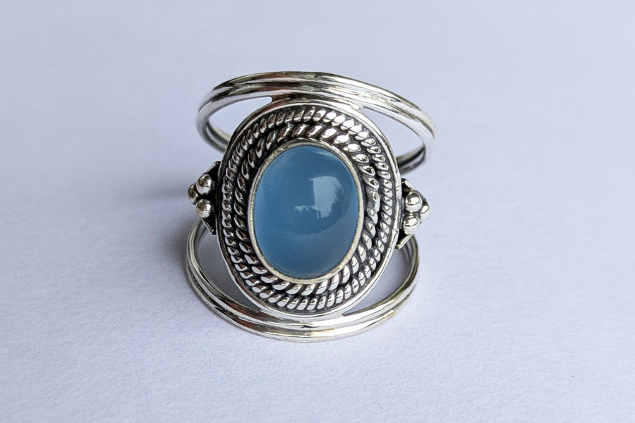 Silberring schwebender Achat