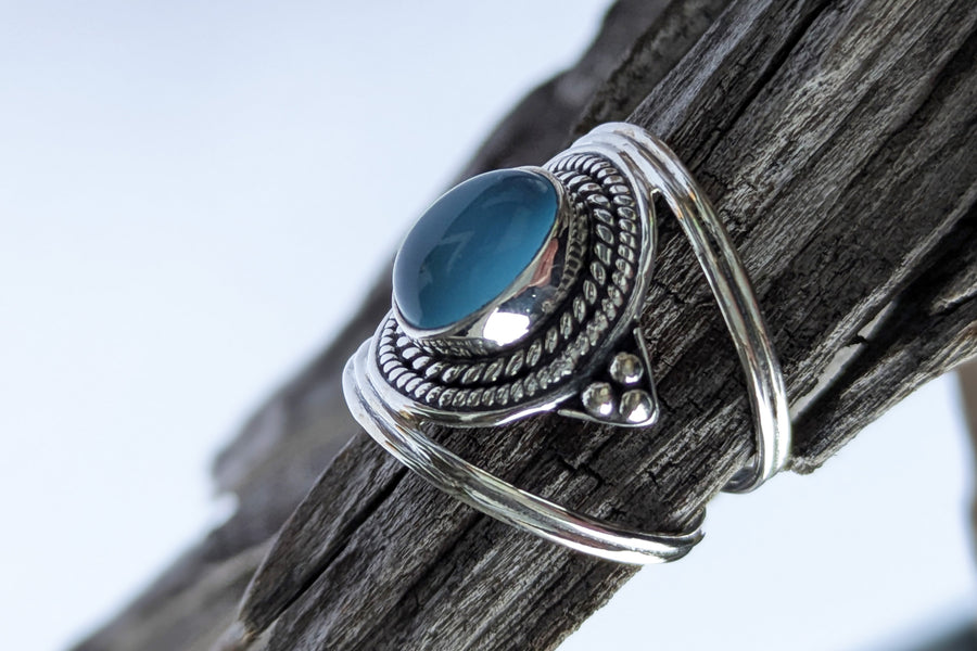 Silberring schwebender Achat