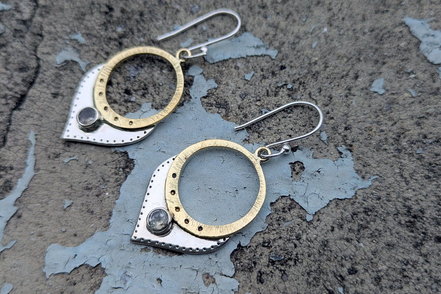 Silberohrring Golden Moon