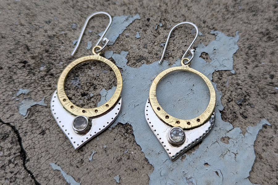 Silberohrring Golden Moon