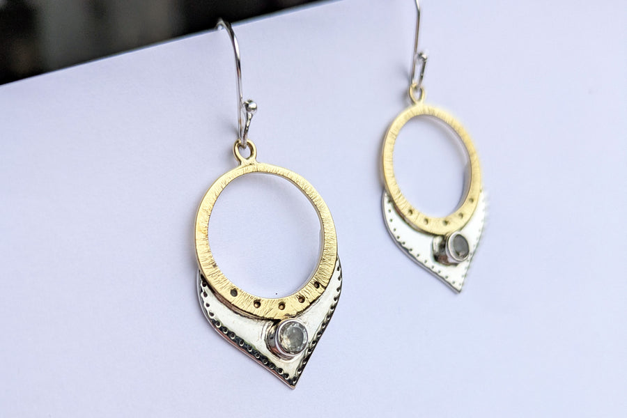 Silberohrring Golden Moon