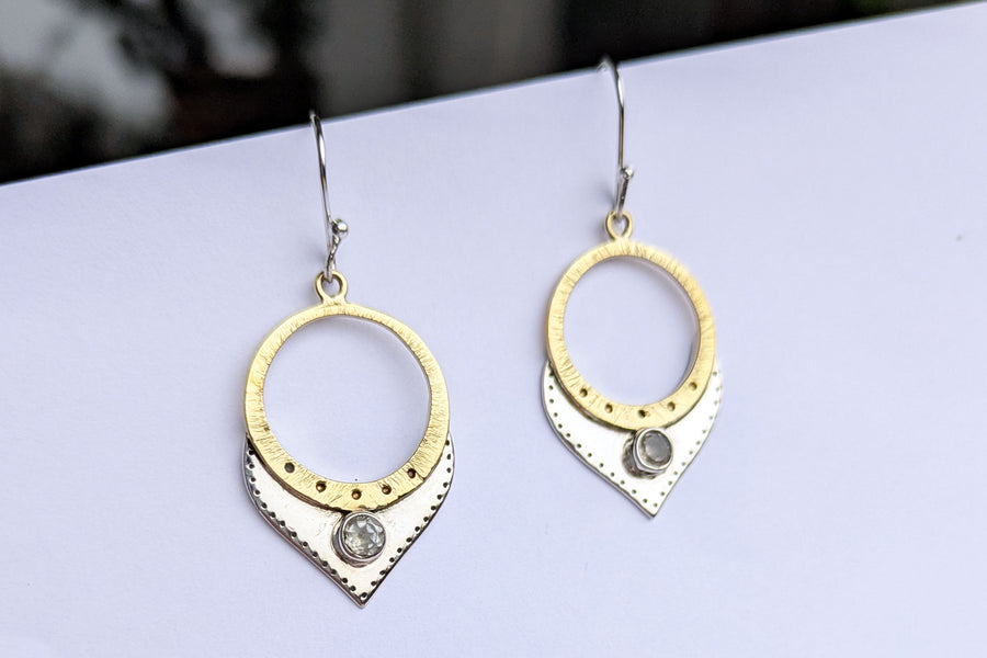 Silberohrring Golden Moon