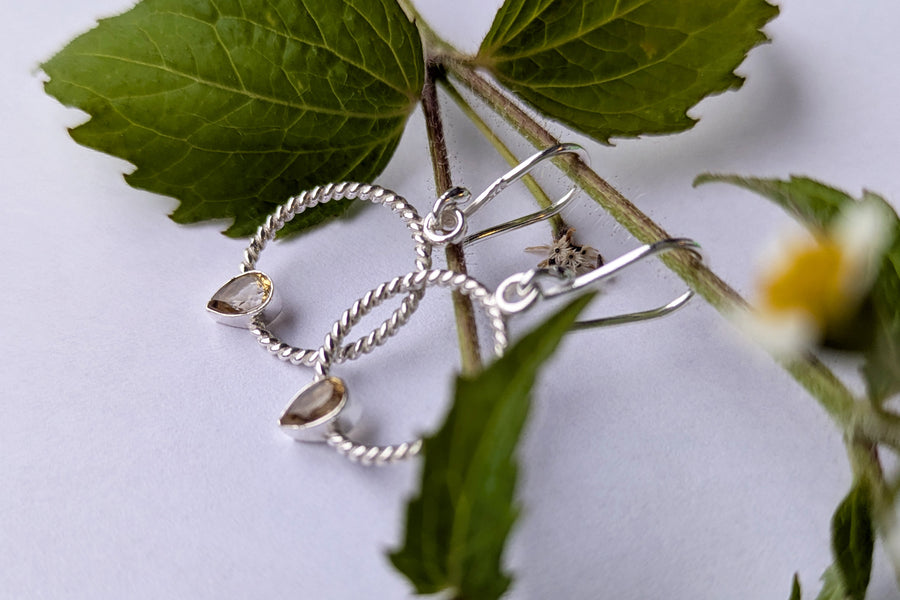 Silberohrring Zitrin zartrund