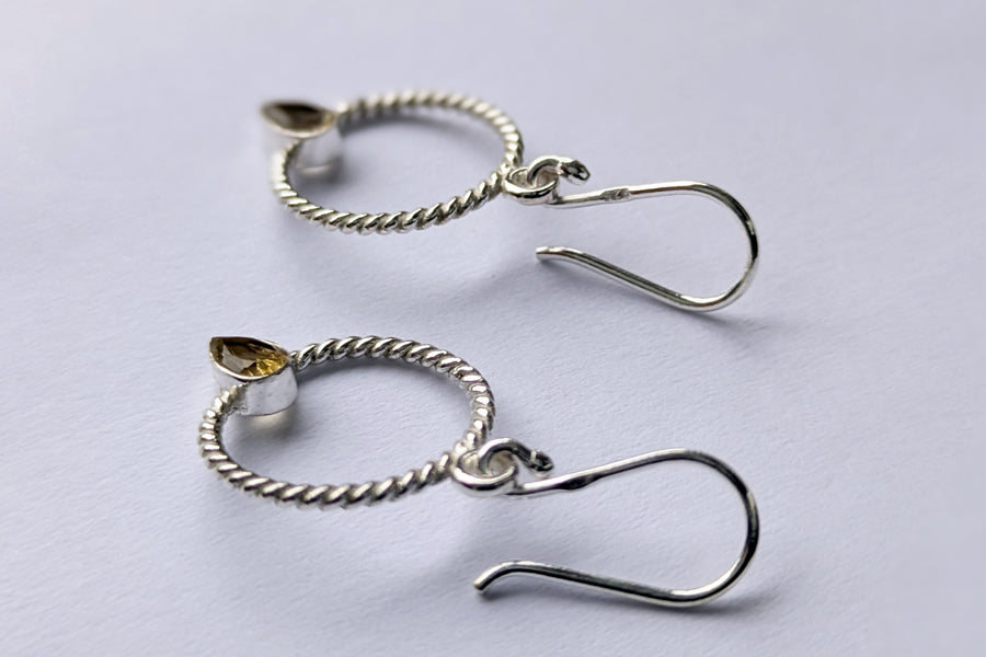 Silberohrring Zitrin zartrund