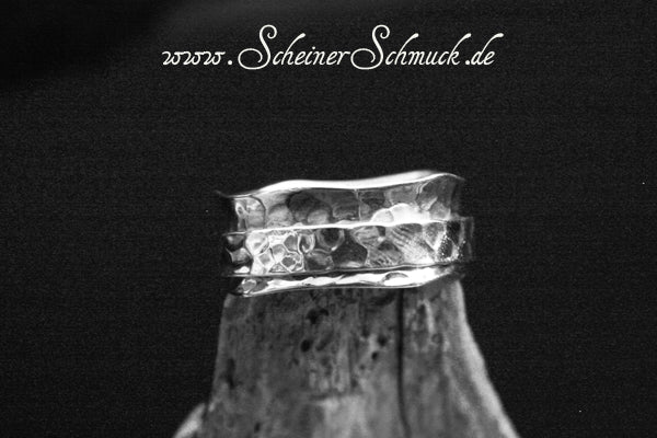 Wunschring Silber pure gehämmert