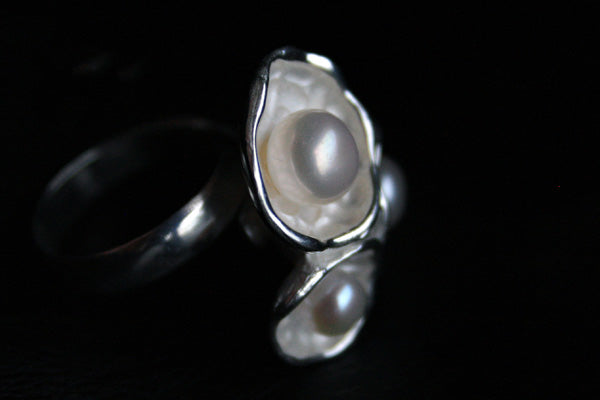 Silberring Muschel Perle