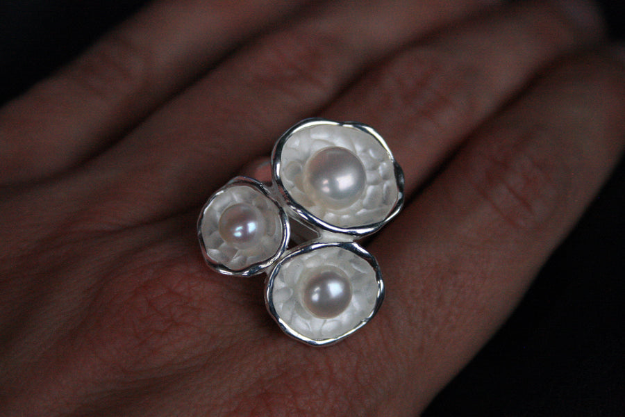 Silberring Muschel Perle