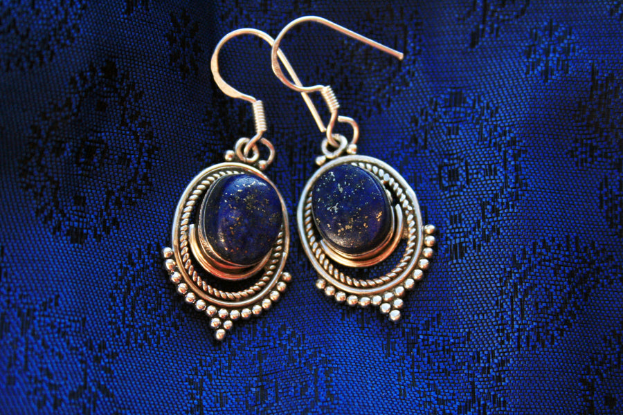Silberohrring Golden Blue