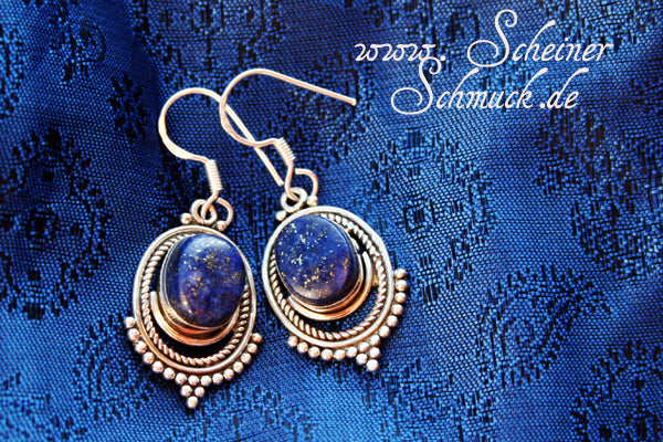 Silberohrring Golden Blue