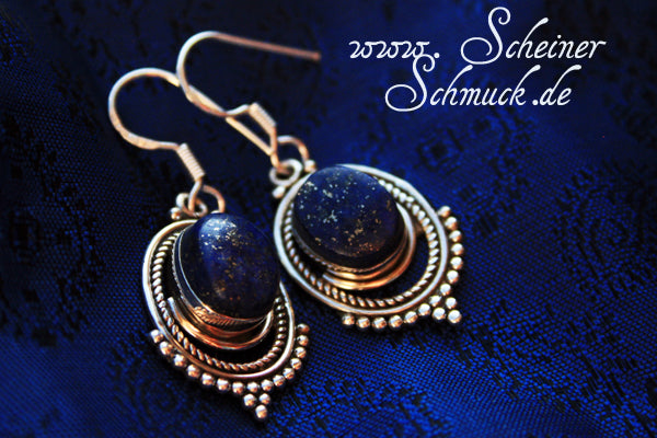 Silberohrring Golden Blue