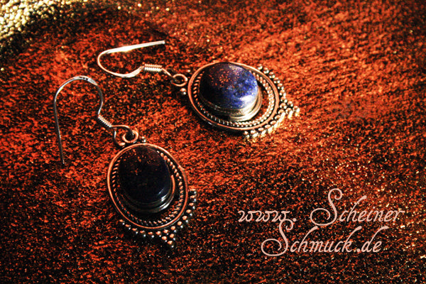 Silberohrring Golden Blue