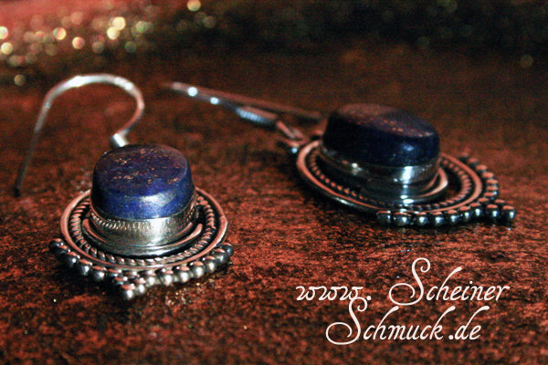 Silberohrring Golden Blue