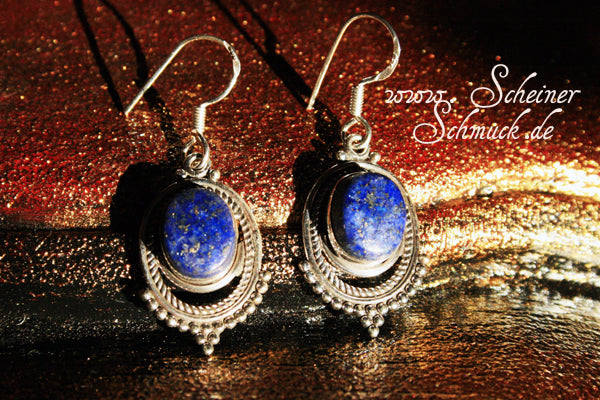 Silberohrring Golden Blue