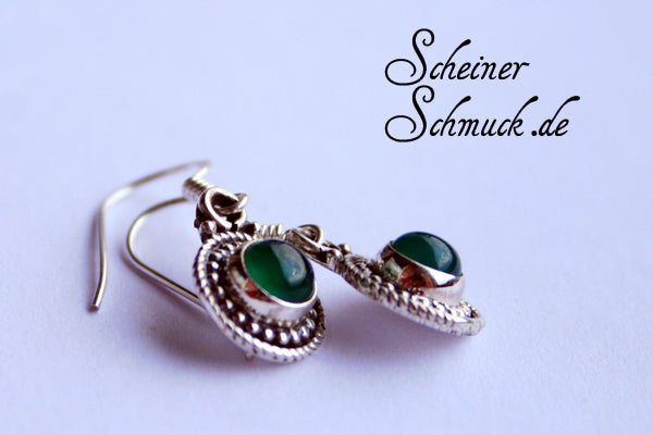 Silberohrring Pünktchen Achat