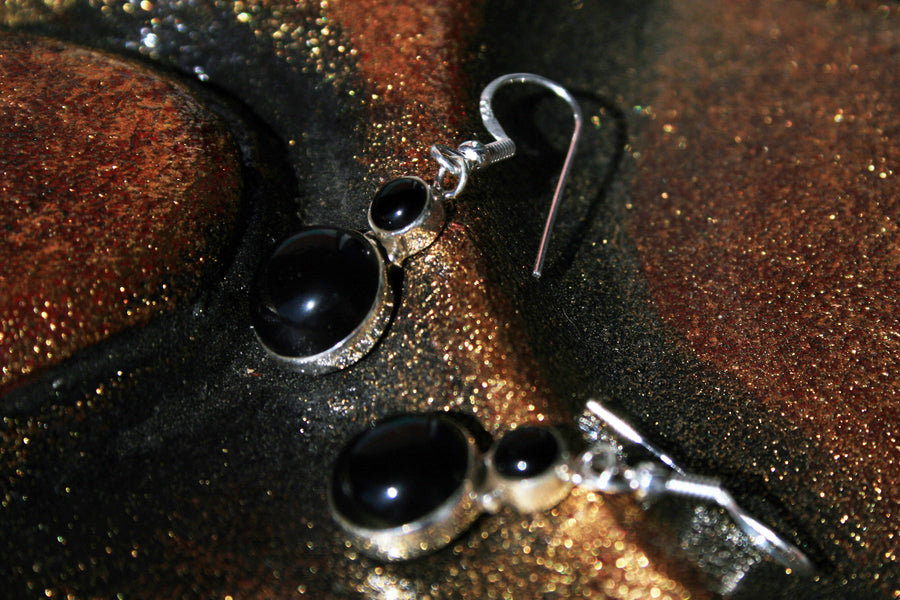 Silberohrring Schneemännchen Onyx