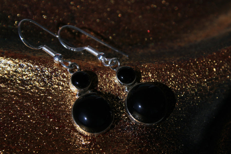 Silberohrring Schneemännchen Onyx