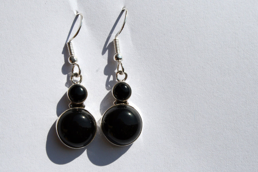Silberohrring Schneemännchen Onyx