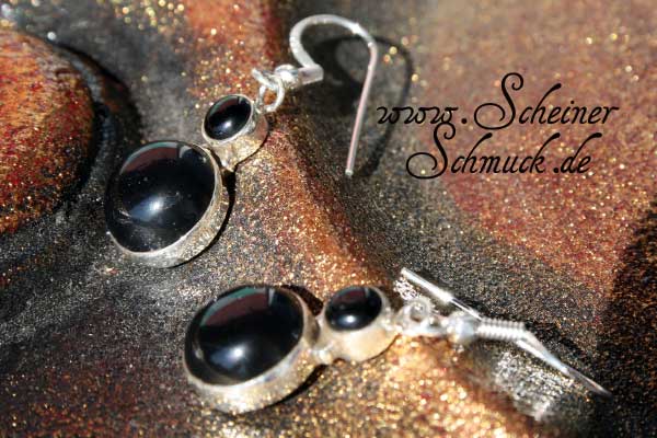 Silberohrring Schneemännchen Onyx
