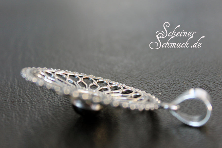 Silberanhänger Silberblume Onyx