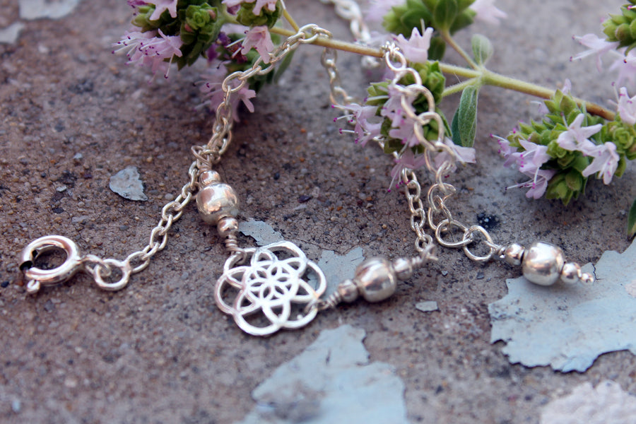 Fußkettchen Armband Lebensblume mini