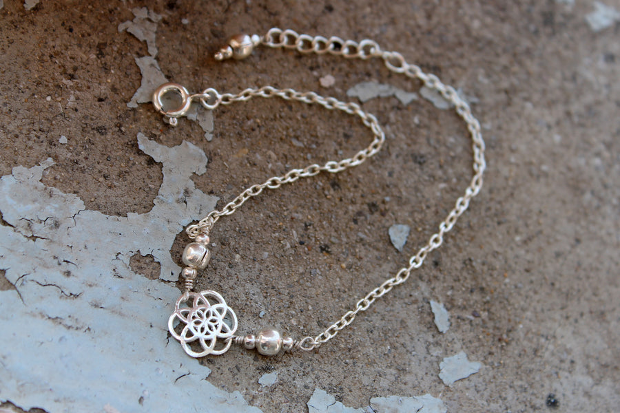 Fußkettchen Armband Lebensblume mini