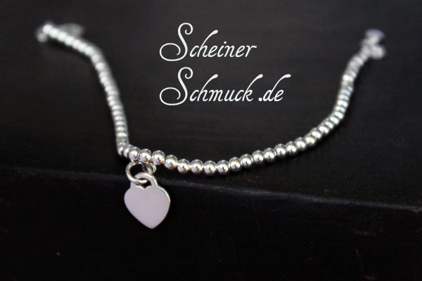 Silberarmband Kügelchen mit Herz