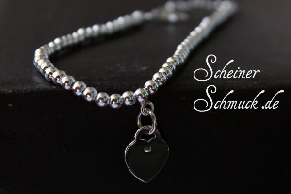 Silberarmband Kügelchen mit Herz