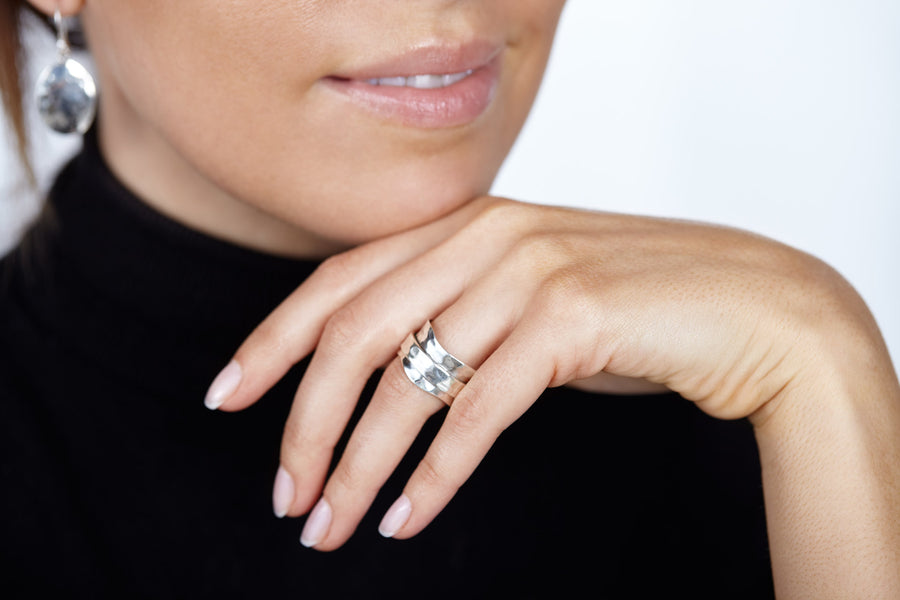 Wunschring Silber pure gehämmert
